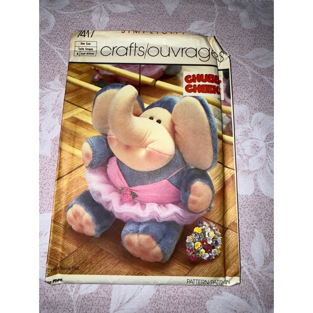 Vintage‎ Simplicity 7417 Ella Phant Stuffed Elephant Sewing Pattern 1986 Crafts